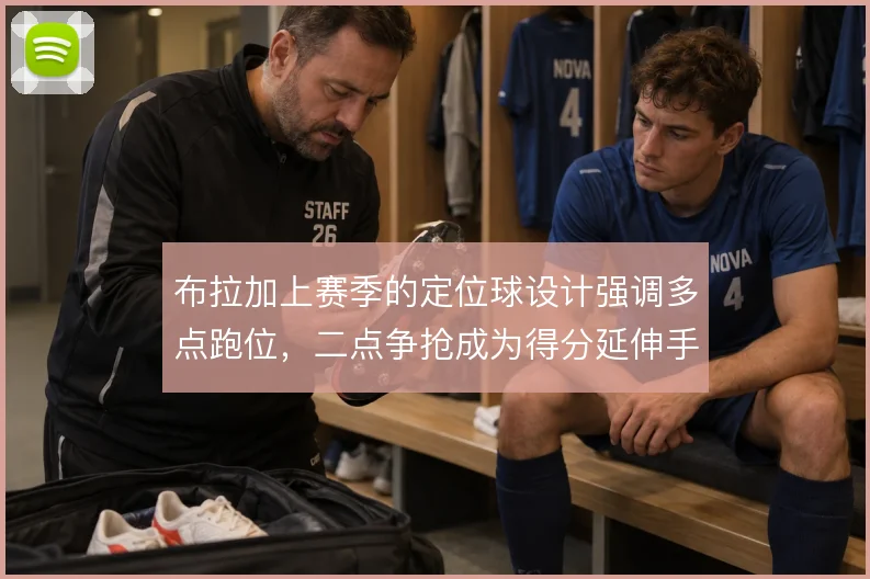 布拉加上赛季的定位球设计强调多点跑位，二点争抢成为得分延伸手段